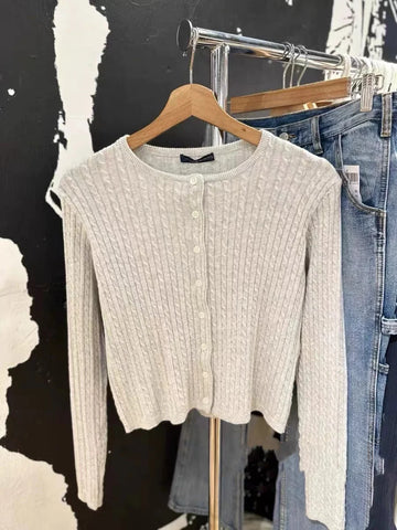 Getadme 2025 Autumn Winter New Vintage Red Women Sweater Solid Color Slim Simple Knit Cardigan Single Breasted Casual Coat Sweet Jacket