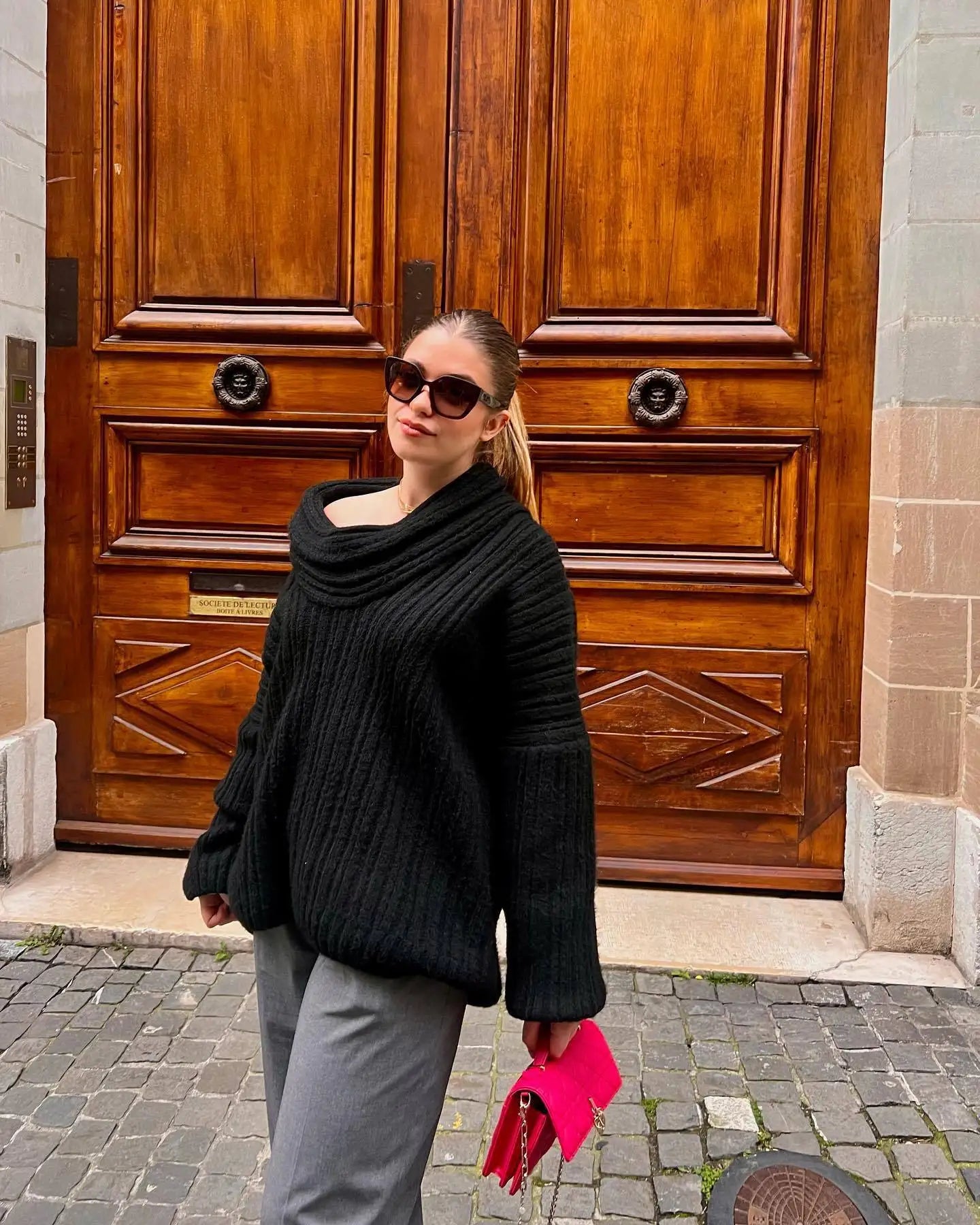 GETADME 2024 New Winter Elegant Thick Irregular Loose Women Sweater Casual Knit Long Sleeve Sweater Chic Gray Oversize Female Pullovers