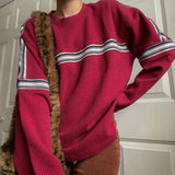 Getadme Autumn Knitted Jumpers O Neck Long Sleeve Pullovers Preppy Style Vintage Striped Sweater Women Harajuku Korean Streetwear
