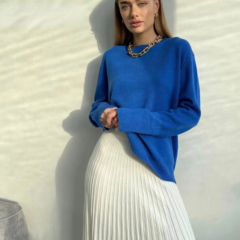 GETADME Autumn Winter Round Neck Sweater Women Cashmere Fashion Basic Knitted Pullover Chic Soft Casual Female Jumper Long Sleeve Tops