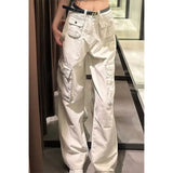 GETADME Fashion Pantalon Femme 2024 New Bottoms Streetwear Y2k Cargo Pants High Waist Straight Pockets Casual Trousers Women Clothing