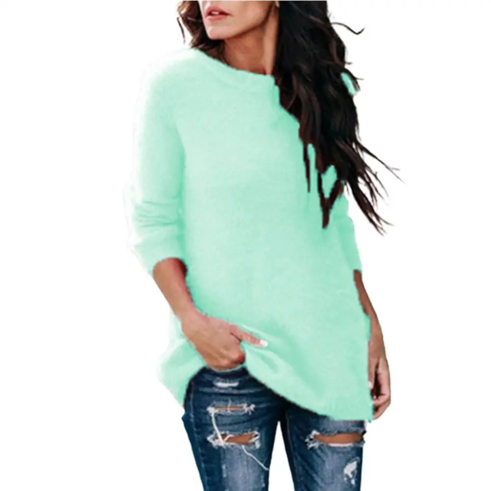 GETADME Fashion Womens Winter Warm Sweater Fluffy Plain Jumper Ladies Casual Long Pullover Tops Autumn Oversize Korean Sweater 2022 New