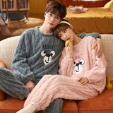 Getadme Couples Pajamas Sets Women Men Winter Thicken Pyjamas Sleepwear Cartoon Dinosaur Korean Lovers Homewear Soft Warm Pijama Hoodies