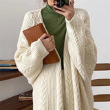 NEW Women Korean Casual Long Sweater Cardigan Soft Comfortable Solid Free Size Loose Long Sleeve Female Bat Sleeve Knitted