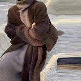 Getadme Imitation Mink Long Cardigan Women Casual Loose Soft Sweater Gilet Elegant Fall Winter Fluffy Knitwear Jackets Warm Knit