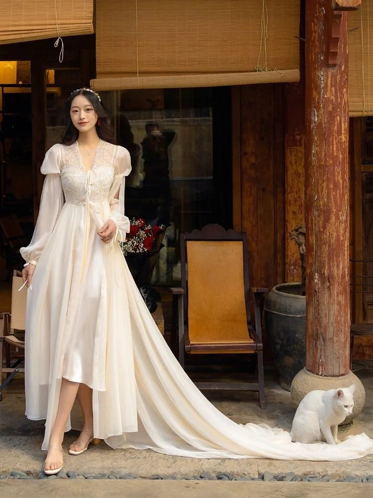 GETADME Nighty for Ladies Sexy Nightwear Women French Palace Style Mesh Home Sleep Dress Solid Sexy Nightgown Woman Pajamas Nightdress
