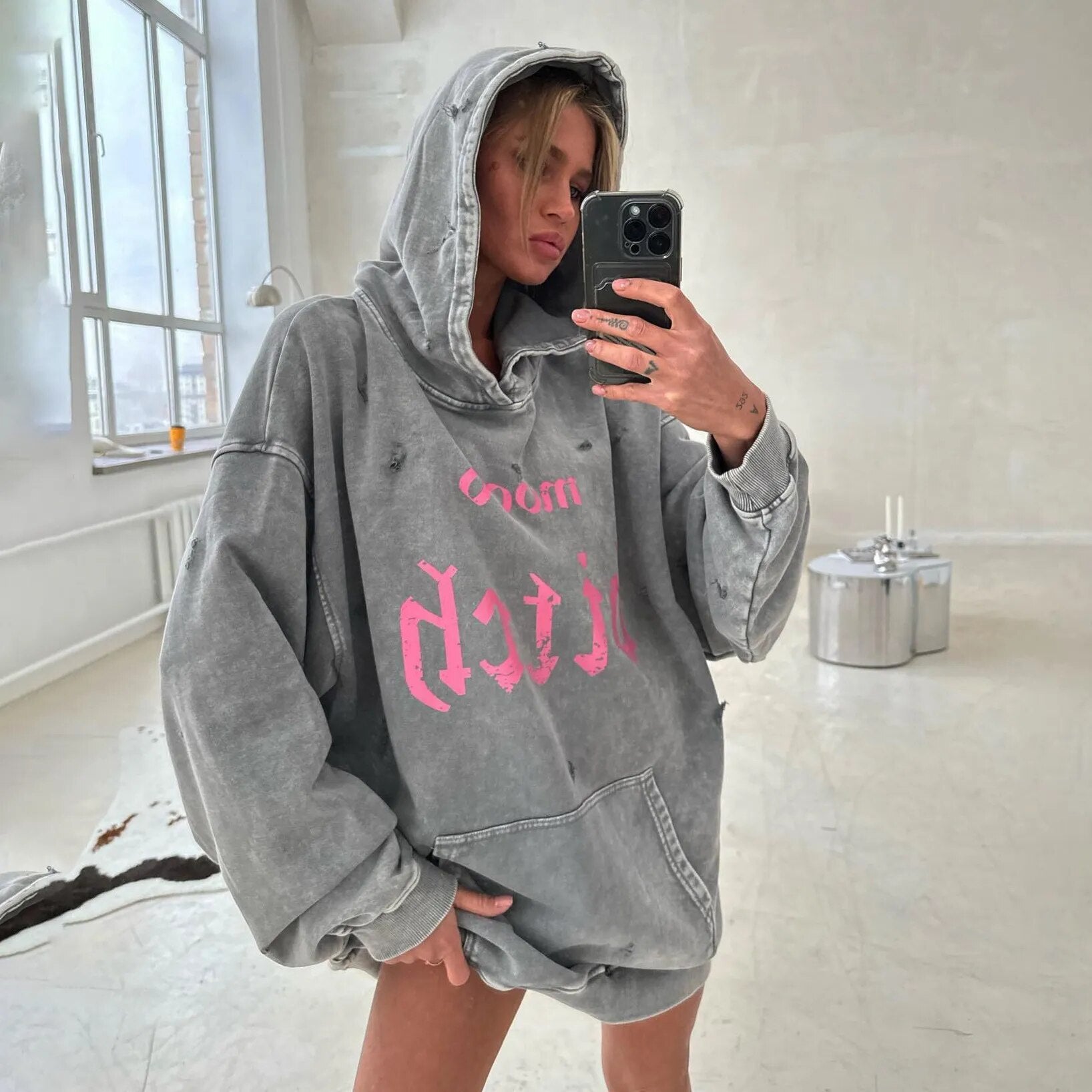 Getadme Y2K Hoodies Tops Streetswear Women Fall Clothes Sexy T Shirts Casual Blouses Fashion Sweatshirts Hooded Baggy Tops
