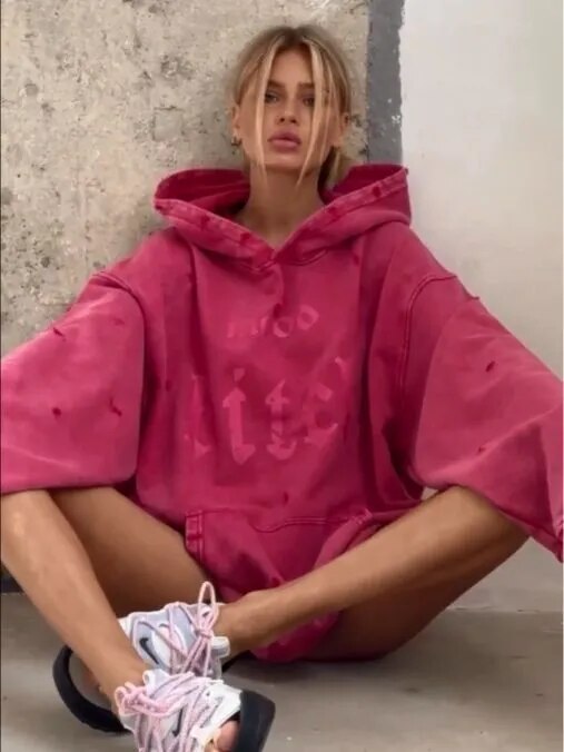 Getadme Y2K Hoodies Tops Streetswear Women Fall Clothes Sexy T Shirts Casual Blouses Fashion Sweatshirts Hooded Baggy Tops