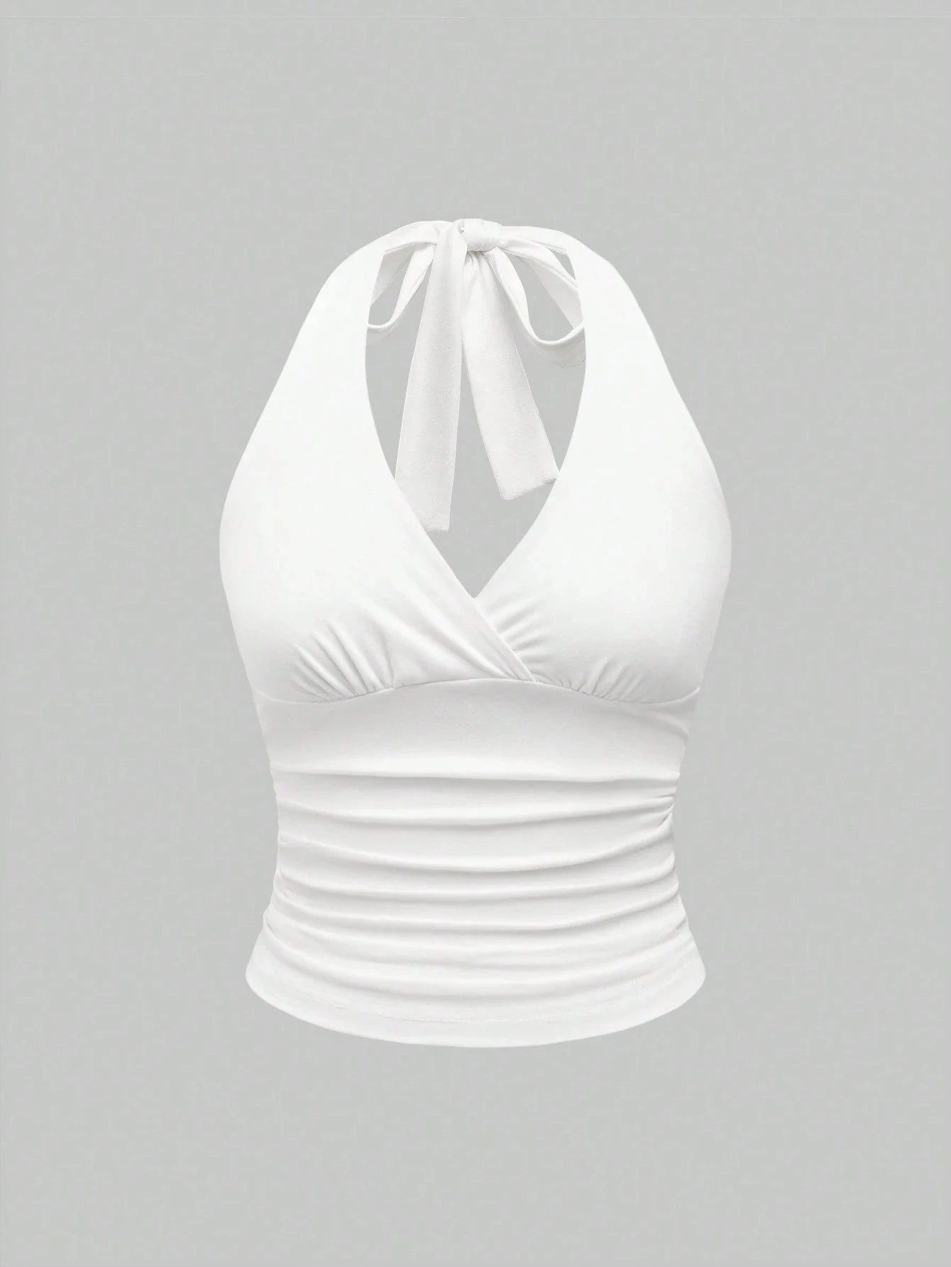 GETADME Leopard Printed V-neck Backless Halter Crop Top for Women Summer Sexy Y2K Sleeveless Ruched Top Streetwear