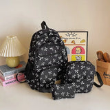 GETADME 3 Pcs/Set Cute Large Capacity Backpack For girl Bow Print Nylon School Bag Adjustable Strap women Travel Computer Backpack