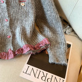 GETADME Kawaii Cropped Knitted Cardigan Women Harajuku Plaid Patchwork Sweater Outerwears Fashion Cute Knitwears Winter Korean Jumpers