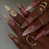 GETADME 24Pcs Mid-length 3D Flowers Design Fingertips Sweet Butterfly Yellow Ripple Almond False Nails Detachable Full Cover Press Ons