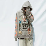 Kanye Fleece Skull Graffiti Mens Sweatshirt Oversize Harajuku Loose Casual Couple Hoodies Stranger Things Hooded Hoodie 2020