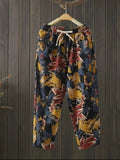 Getadme-Fashion Printed Cotton Linen Harem Pants for Women 2024 Summer Casual High Waist Calf-Length Loose Trousers Female Streetwear