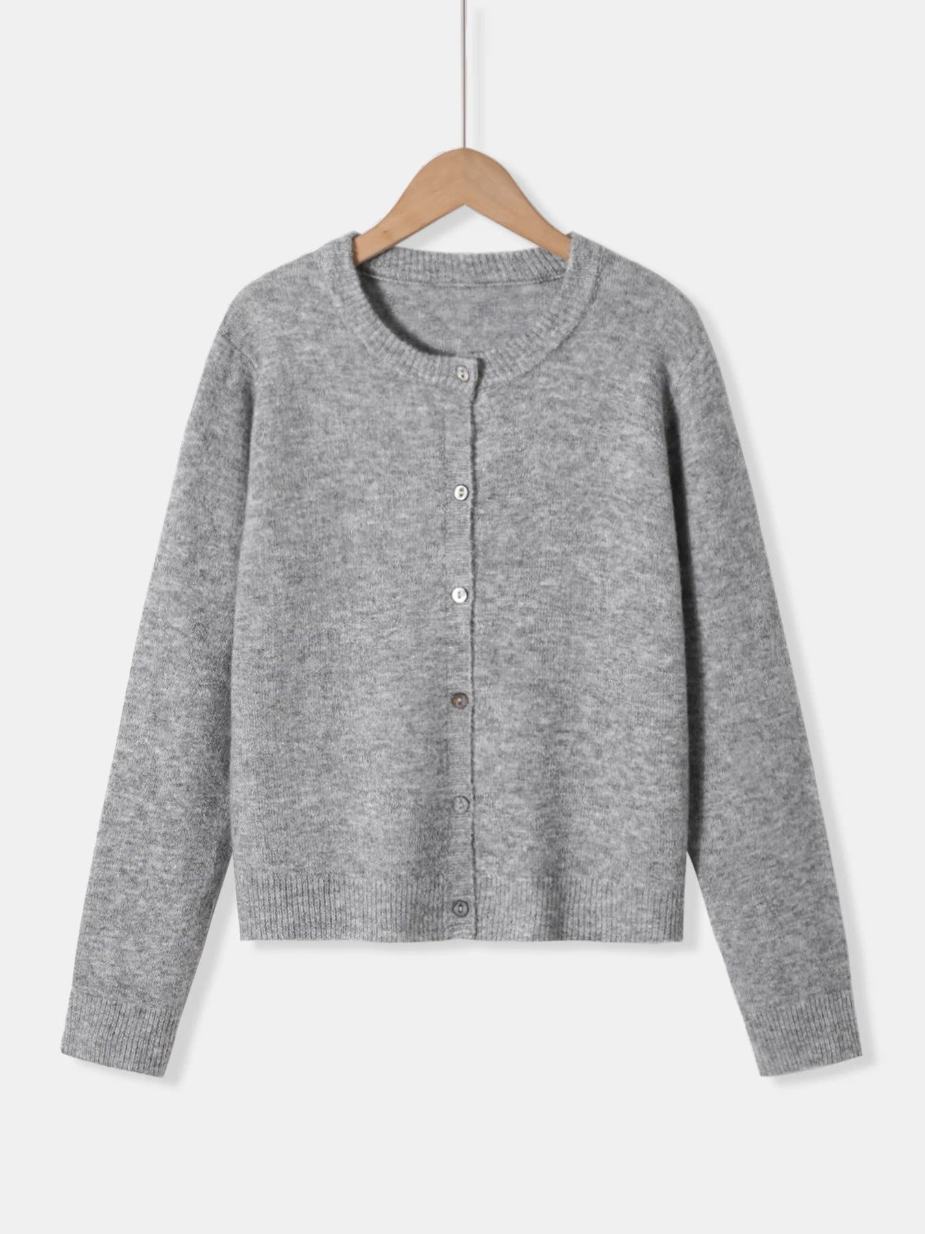 GETADME Ladies soft and comfortable sweaters solidcolor cardigans fashionable and casual autumn and winter knitted sweaters round n