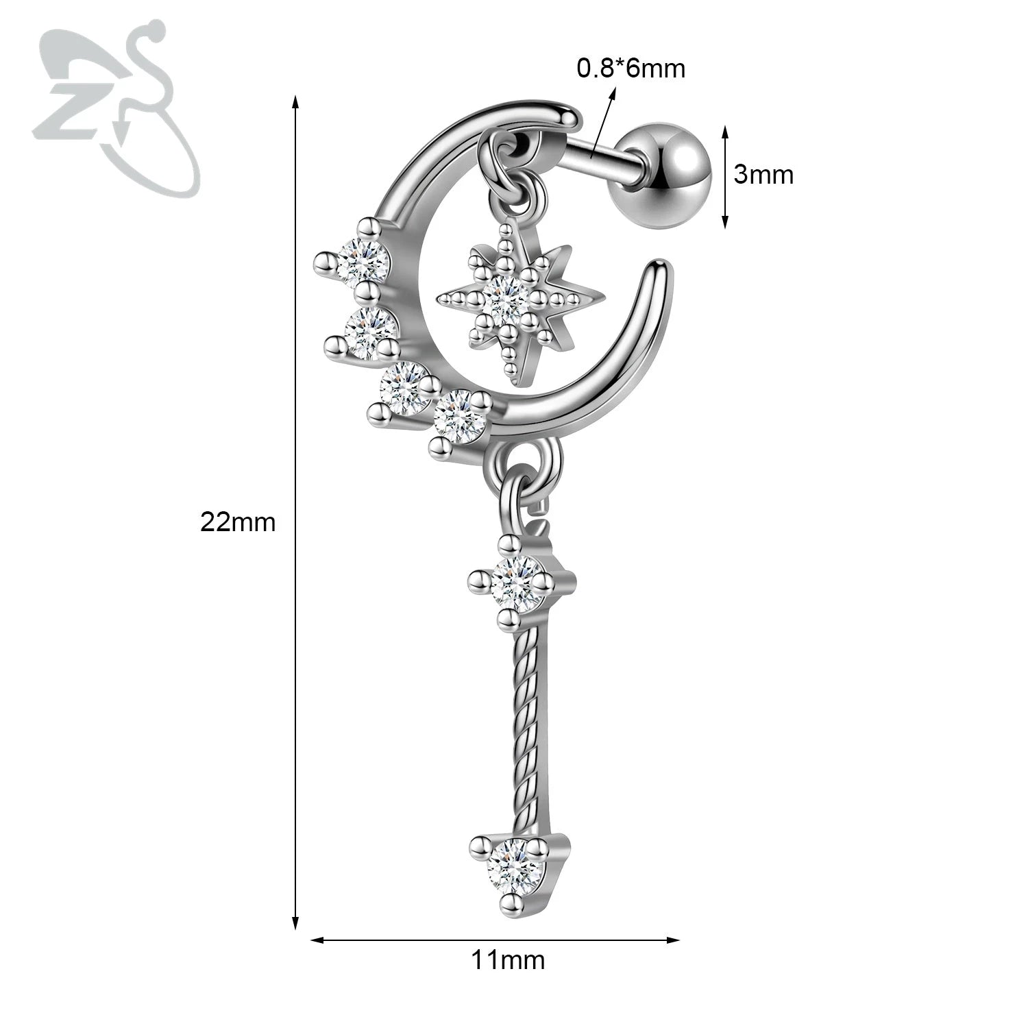 GETADME ZS 1 Piece 20G Cute Heart Stud Earring For Children Women Pink CZ Crystal Earrings Ear Cartilage Helix Conch Piercing Jewelry