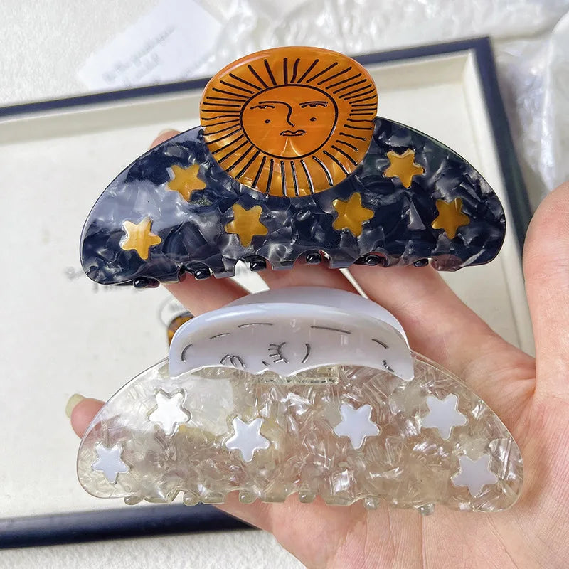 GETADME Creative Funny Acetate Sunflower Star Snail Hair Clip Claw For Women Medieval Sun Female Shark Hairpin Hair Accessories Tool