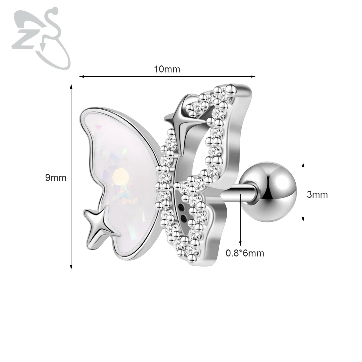 GETADME ZS 1 Piece 20G Cute Heart Stud Earring For Children Women Pink CZ Crystal Earrings Ear Cartilage Helix Conch Piercing Jewelry