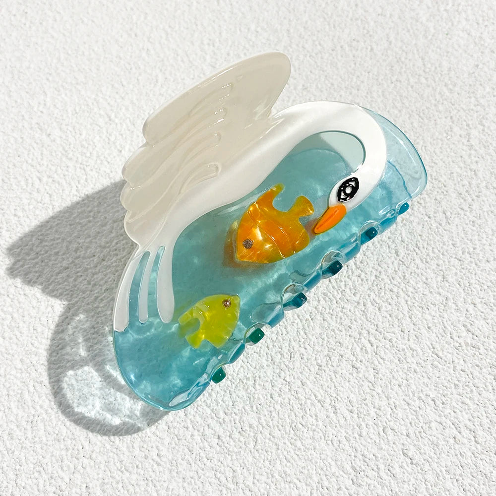 GETADME Creative Funny Acetate Sunflower Star Snail Hair Clip Claw For Women Medieval Sun Female Shark Hairpin Hair Accessories Tool