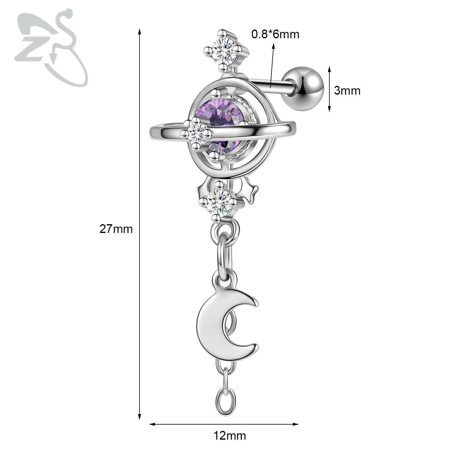 GETADME ZS 1 Piece 20G Cute Heart Stud Earring For Children Women Pink CZ Crystal Earrings Ear Cartilage Helix Conch Piercing Jewelry