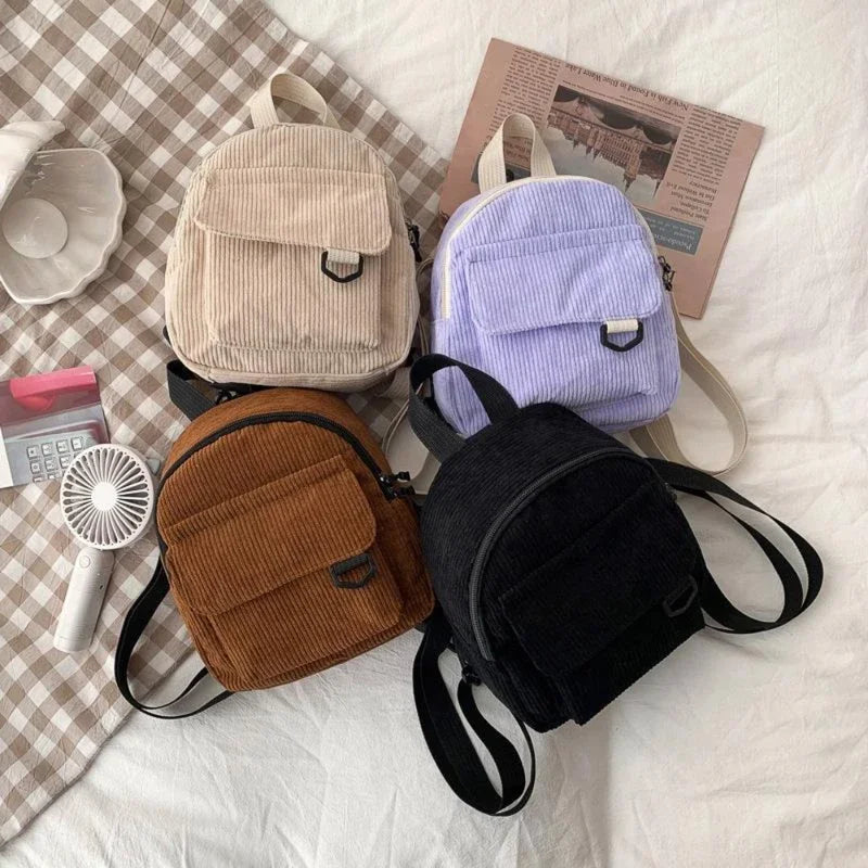GETADME Mini Backpack ins super popular cute commuting makeup bag corduroy texture student versatile backpack