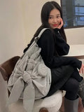 GETADME Women Bag Nylon High-Capacity Fashion Casual Backpack Bow Drawstring Shoulder Bag Handbag All-match
