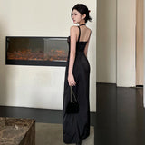 Getadme Women's Long Dresses 2024 Spring New Lace Splicing Slim Imperial Sexy High Split Spice Girl Slim Dresses