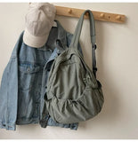 GETADME Casual Backpack Women Large Capacity Fashion Junior High School Student Pleat Schoolbag Cloth Bag Korean Travel Backpack