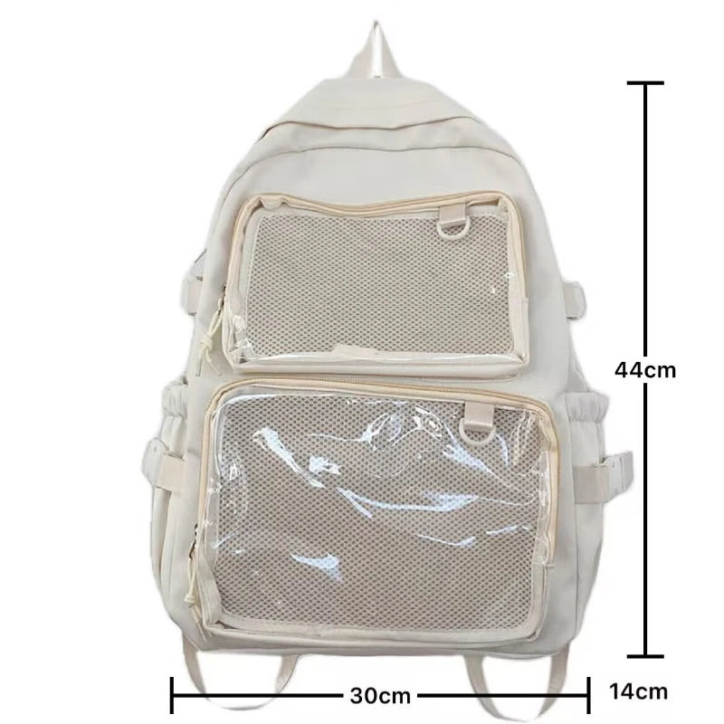 GETADME Japanese Style Transparent Ita Bag for Girls Comic Cons Large Capacity Women Backpack Fashion School Bags for College Student JK