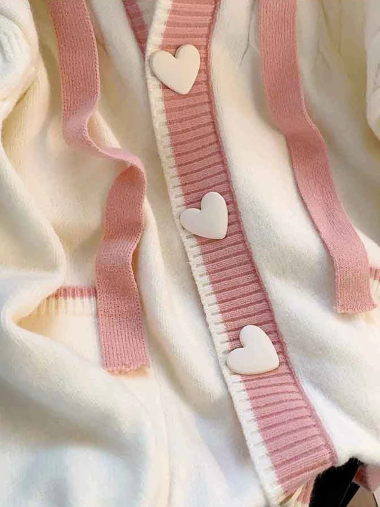 GETADME Jmprs Cute Sweet Cardigan Sweaters Women Lazy Wind White Knitted Coats Long Sleeve Loose Female Japan Kawaii Elegant Hooded Tops