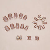 GETADME 24 Square Short Fake Nails +1 Nail File +1 Piece of Jelly Glue