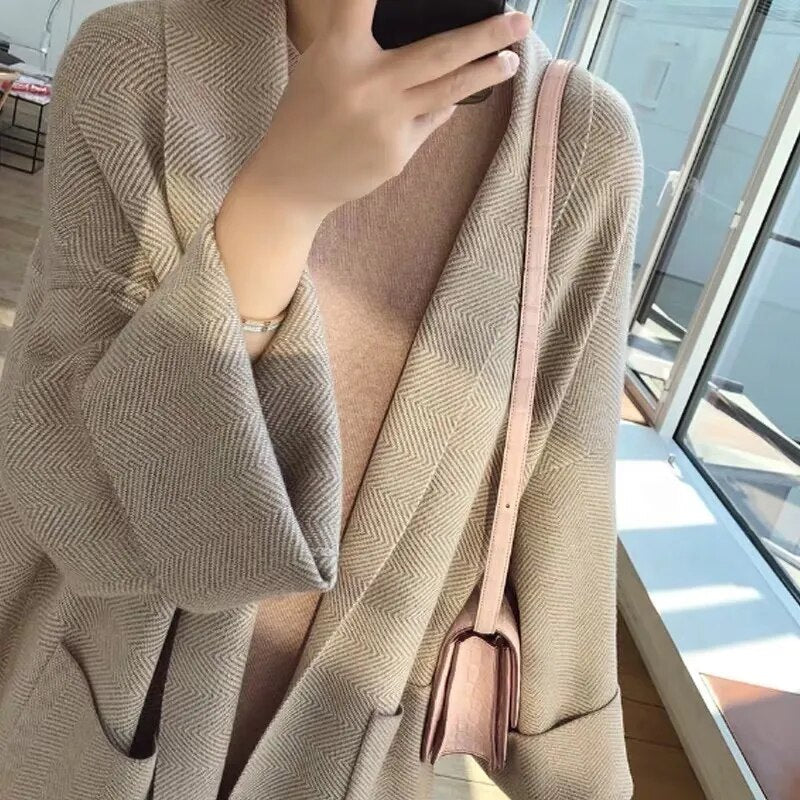 Winter Long Cardigan for Women Fashion Long Sleeve Loose Sweater Knitted Autumn Simple Casual Women's Sweaters 2023
