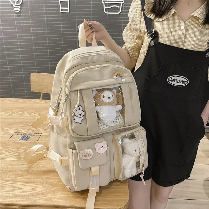 GETADME Large Capacity High School Student Backpack Ins Japanese Style Junior High School Student Schoolbag Female Korean Style Chic
