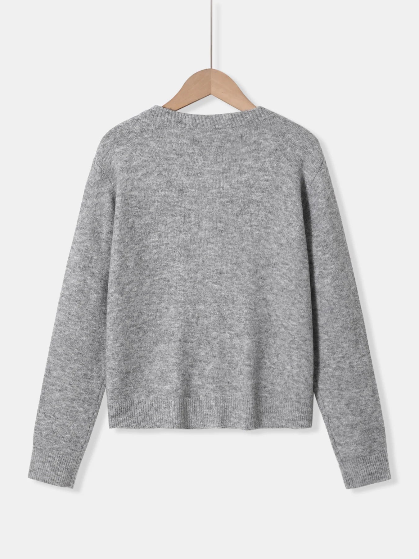 GETADME Ladies soft and comfortable sweaters solidcolor cardigans fashionable and casual autumn and winter knitted sweaters round n