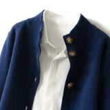 Getadme-Autumn and Winter Cashmere Sweater Women's Self-Cultivation Half High Neck Cardigan Warm Knitted Sweater Women