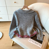 GETADME Kawaii Cropped Knitted Cardigan Women Harajuku Plaid Patchwork Sweater Outerwears Fashion Cute Knitwears Winter Korean Jumpers