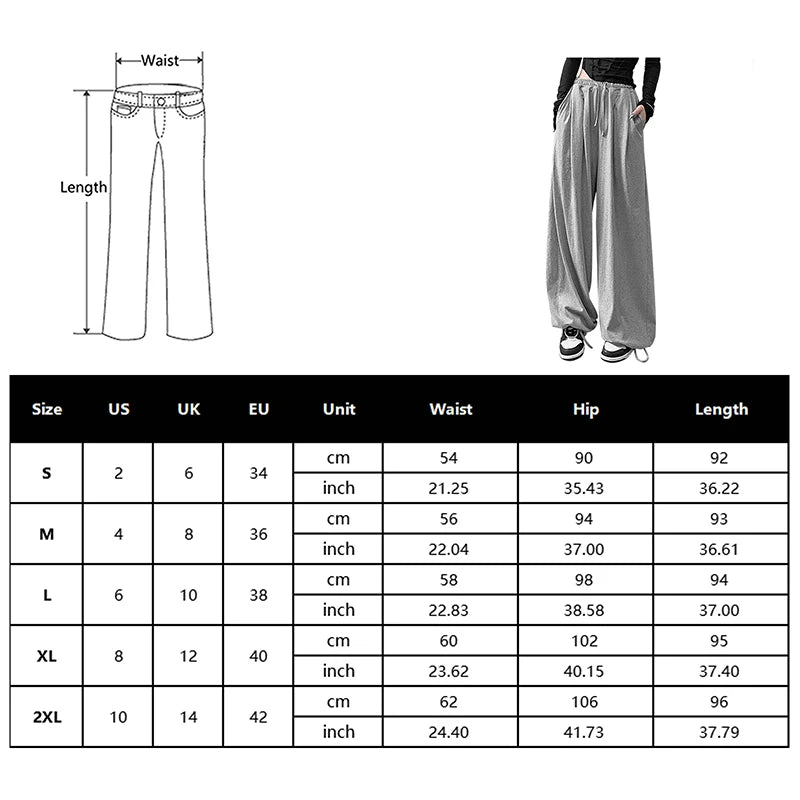 New Women Oversize Gray Fashion Joggers Sweatpants Women Korean Y2k Summer Harajuku High Waist Black Loose Wide Leg Trousers