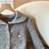 GETADME Kawaii Cropped Knitted Cardigan Women Harajuku Plaid Patchwork Sweater Outerwears Fashion Cute Knitwears Winter Korean Jumpers