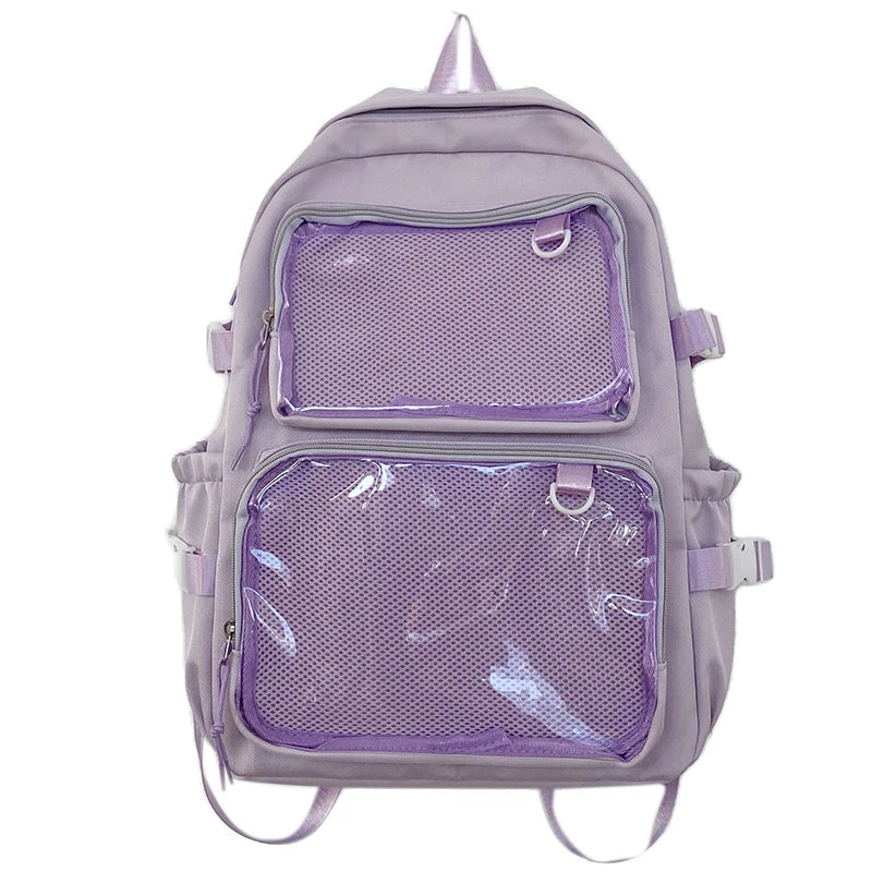 GETADME Japanese Style Transparent Ita Bag for Girls Comic Cons Large Capacity Women Backpack Fashion School Bags for College Student JK