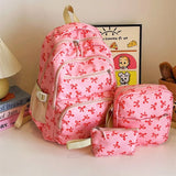 GETADME 3 Pcs/Set Cute Large Capacity Backpack For girl Bow Print Nylon School Bag Adjustable Strap women Travel Computer Backpack