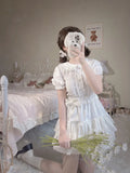 Getadme-2024 Summer Jk Shirts Women Kawaii Peter Pan Collar Japanese Style Lolita White Lace Mesh Blouse Student Top Daily Sweet Fashion
