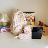 GETADME 3 Pcs/Set Cute Large Capacity Backpack For girl Bow Print Nylon School Bag Adjustable Strap women Travel Computer Backpack