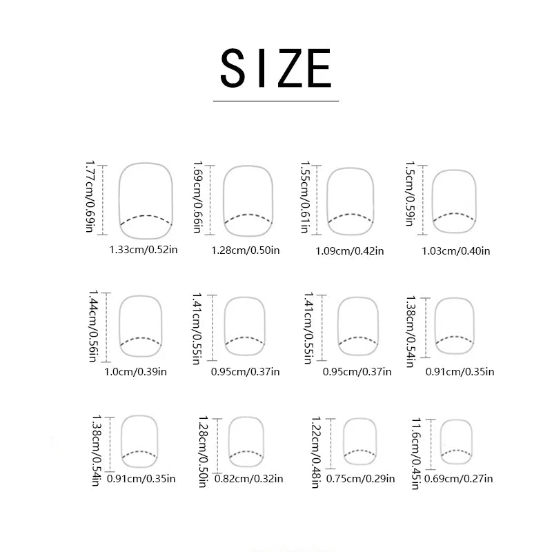 GETADME 24 Square Short Fake Nails +1 Nail File +1 Piece of Jelly Glue