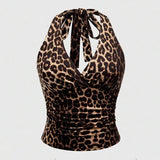 GETADME Leopard print tube tops streetwear urban aesthetic commuting retro sexy Y2K crop tops comfortabled casual cute women's tube tops