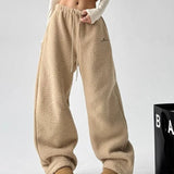 Y2k Casual Winter Sweatpants Woman Oversize Korean Popular Harajuku Thick Pants Autumn Warm Khaki Wide Leg Trousers 2024