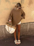 Line Patchwork Turtleneck Sweater For Women Fashion Loose Long Sleeve Knitwear Tops Autumn Winter Chic Lady Pullover