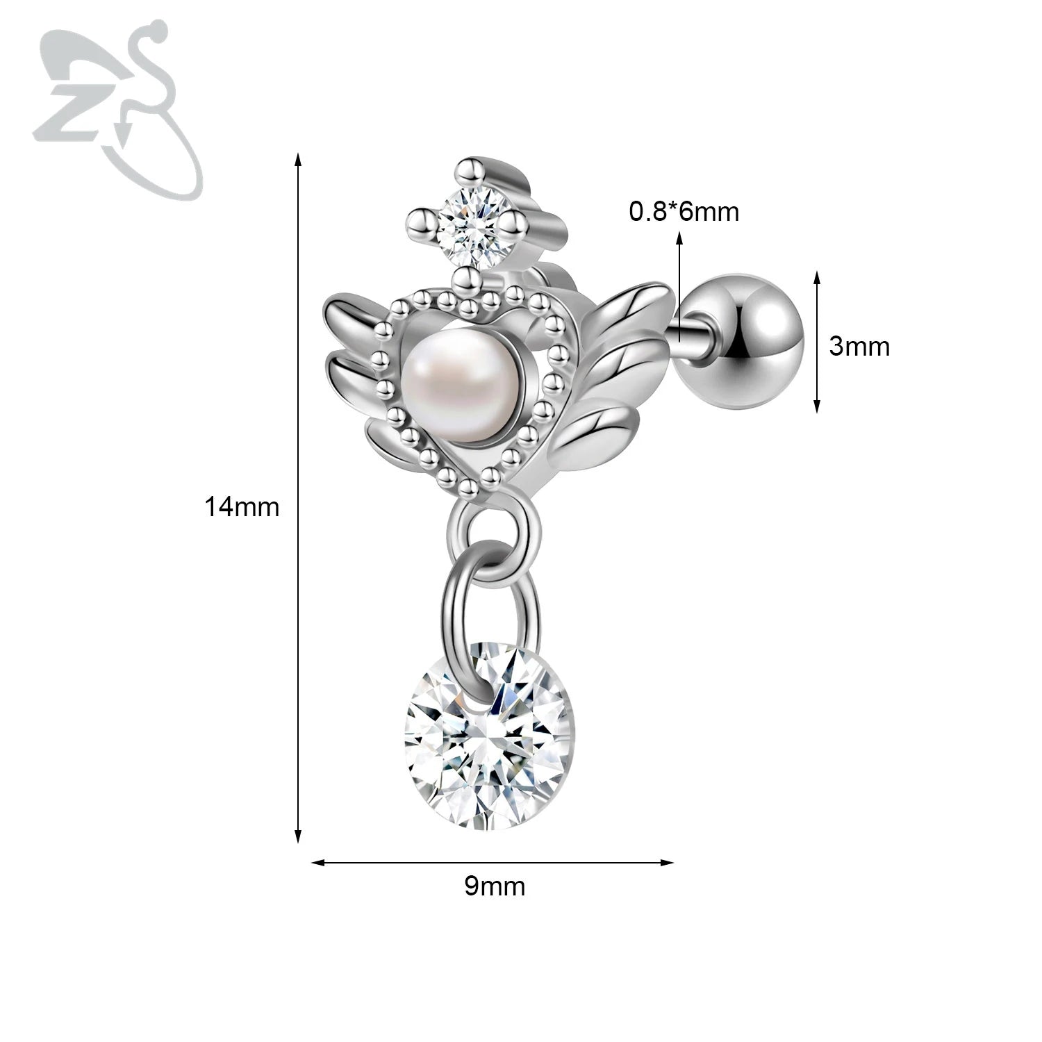 GETADME ZS 1 Piece 20G Cute Heart Stud Earring For Children Women Pink CZ Crystal Earrings Ear Cartilage Helix Conch Piercing Jewelry