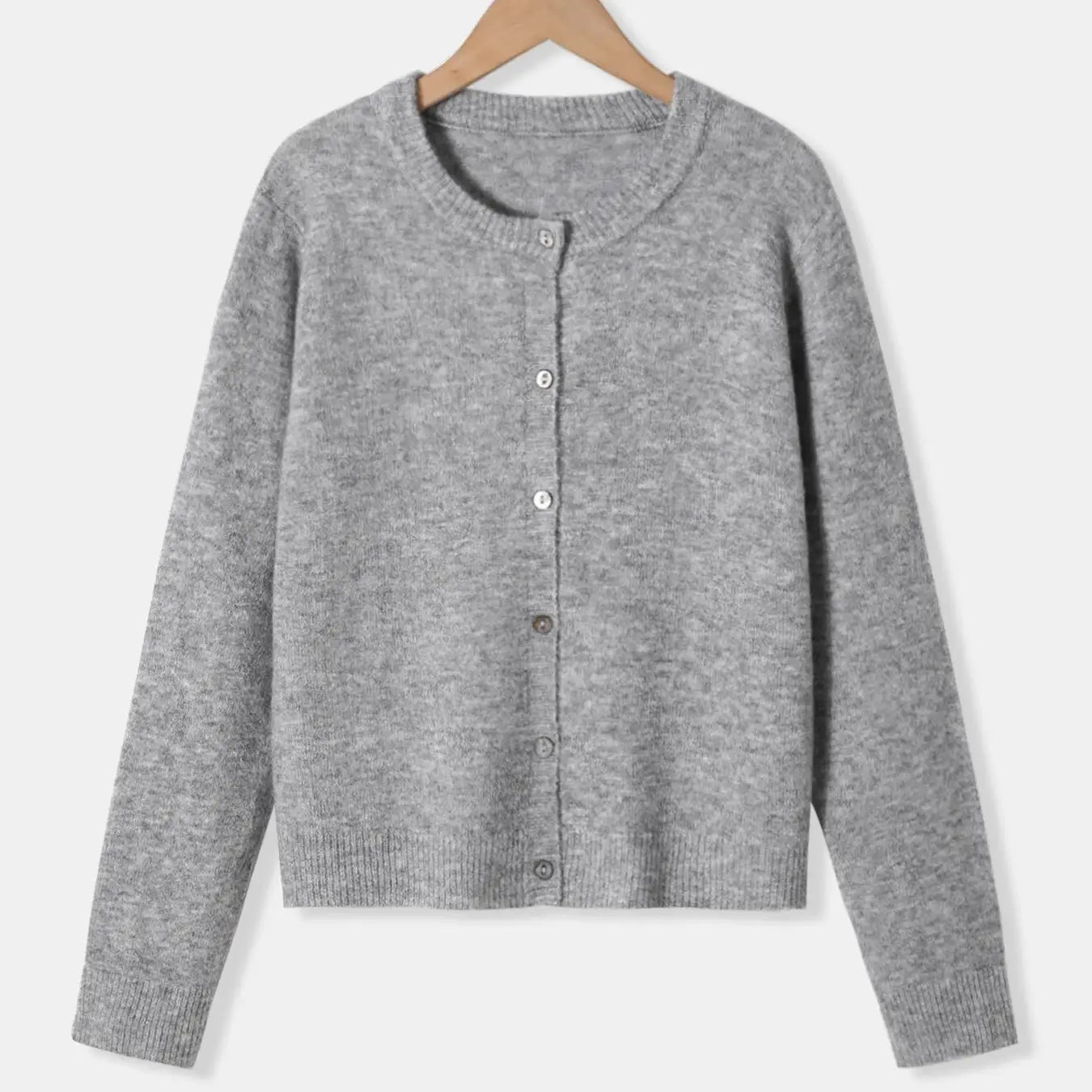 GETADME Ladies soft and comfortable sweaters solidcolor cardigans fashionable and casual autumn and winter knitted sweaters round n