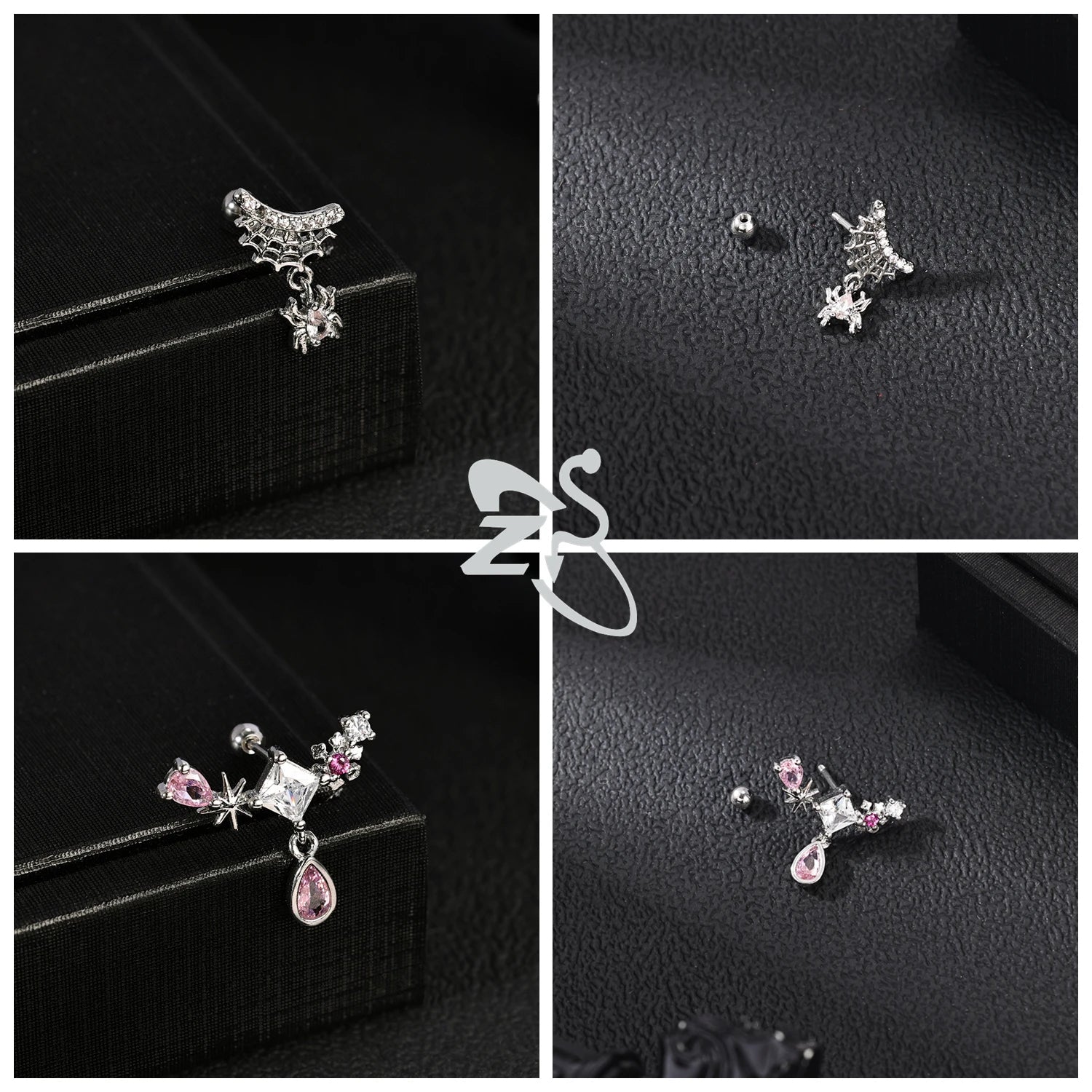 GETADME ZS 1 Piece 20G Cute Heart Stud Earring For Children Women Pink CZ Crystal Earrings Ear Cartilage Helix Conch Piercing Jewelry