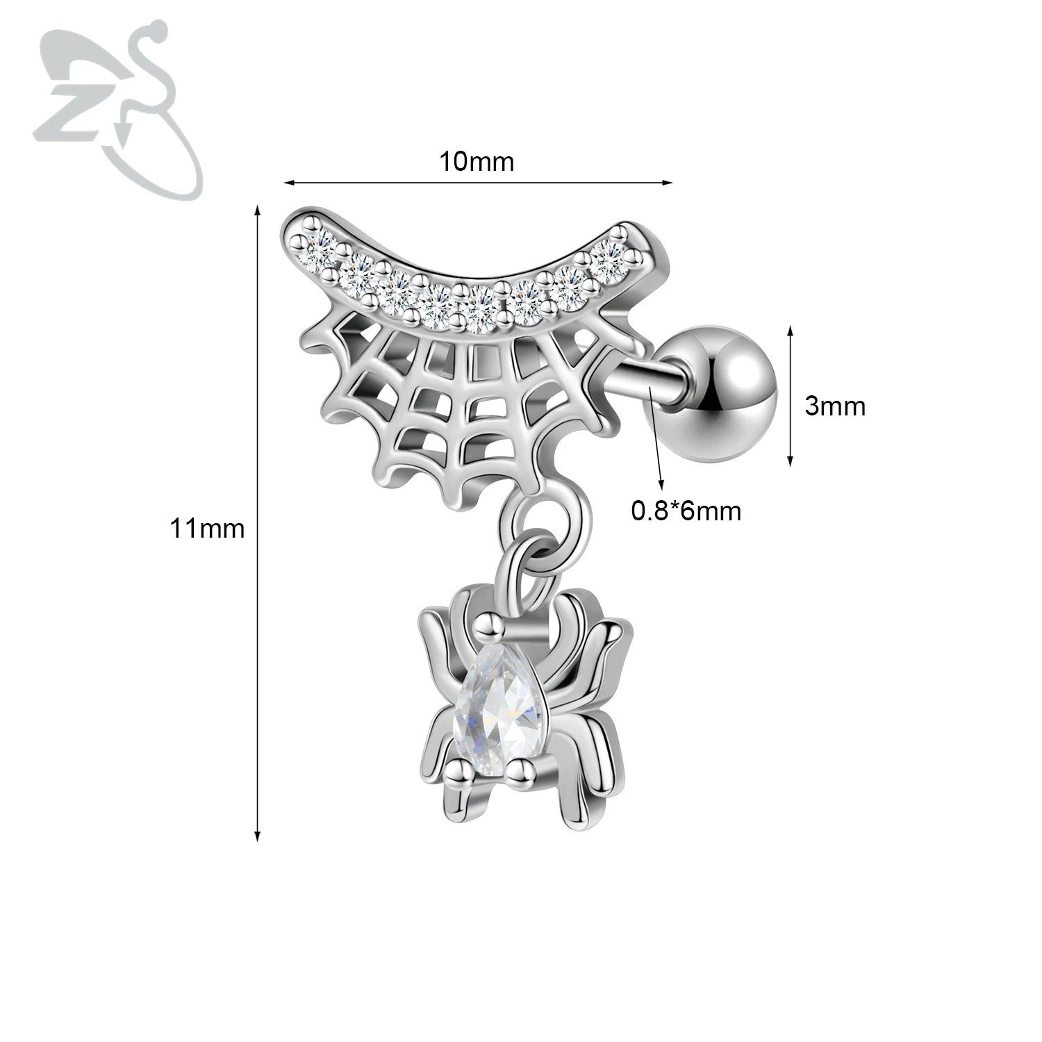GETADME ZS 1 Piece 20G Cute Heart Stud Earring For Children Women Pink CZ Crystal Earrings Ear Cartilage Helix Conch Piercing Jewelry